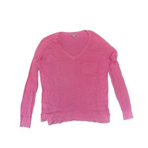 Gap Pink V‎ Neck Long Sleeve Sweater Lightweight Pocket XS Cotton Blend